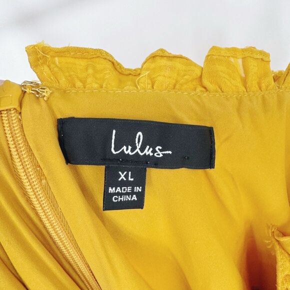 Lulus Charm and Charisma Burnout Floral Midi Dress in Mustard Yellow‎ XL - Picture 9 of 12